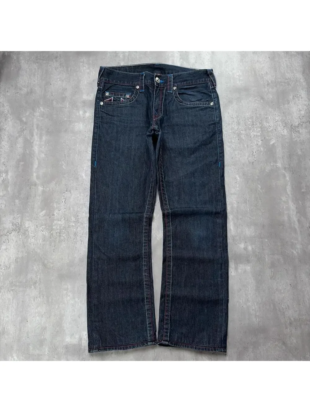 Y2K Dark Wash True Religion Grunge Gothiv Straight Denim Jeans